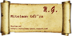 Mitelman Géza névjegykártya